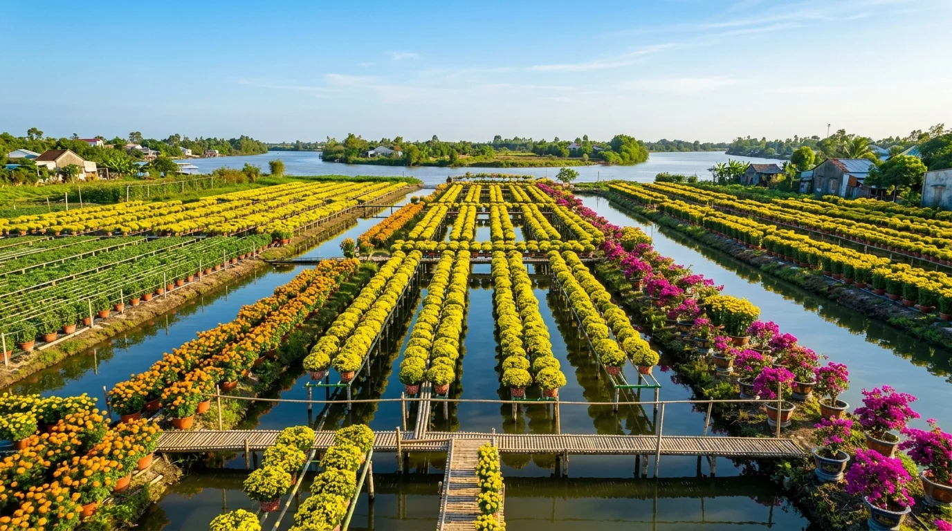 Mùa hoa Tết làng hoa Bà Bộ Cần Thơ