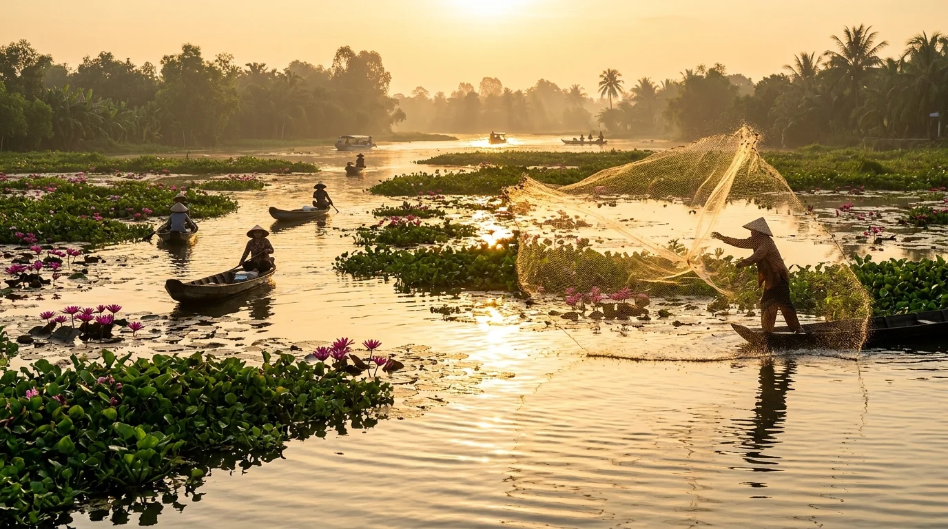 Mùa nước nổi Chợ nổi Cái Răng Cần Thơ