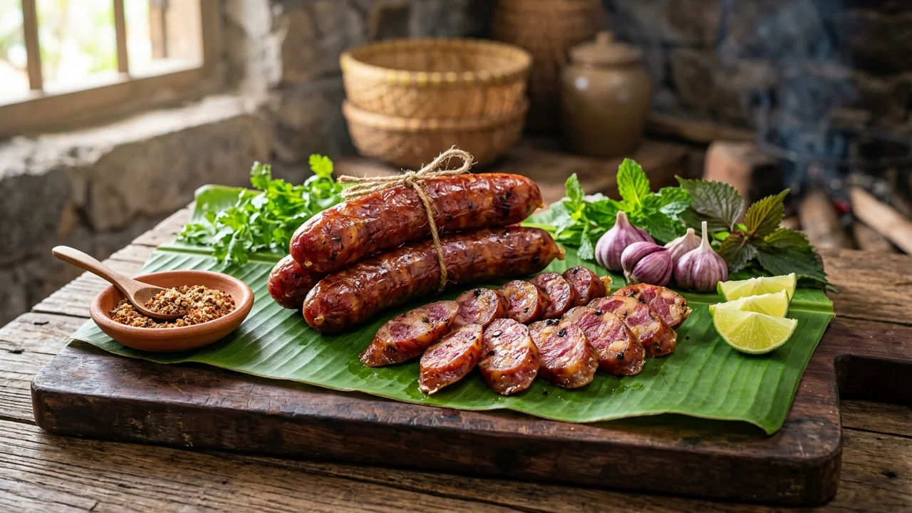 Lạp sườn gác bếp hun khói mía Cao Bằng