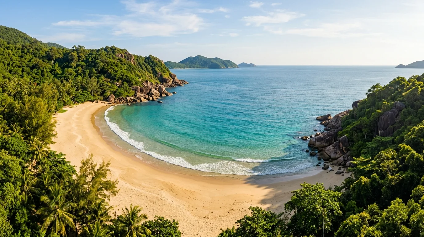 Bãi Đầm Trầu tuyệt mỹ với bờ cát vàng và nước xanh ngọc
