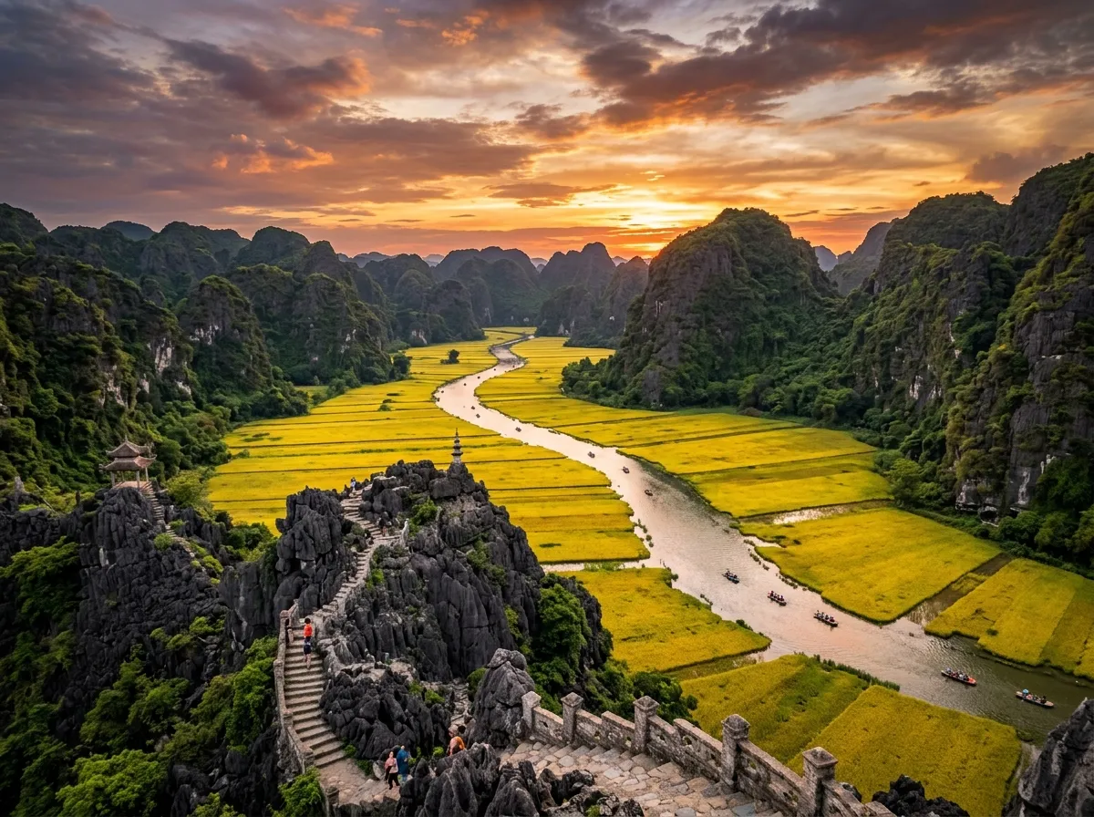 Ngắm thung lũng Tam Cốc từ đỉnh Ngọa Long