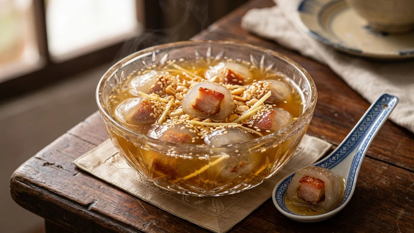 Chè bột lọc bọc heo quay Huế