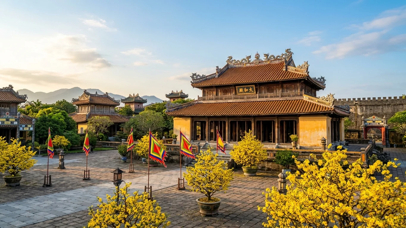 Mùa xuân Đại Nội Huế hoa mai vàng