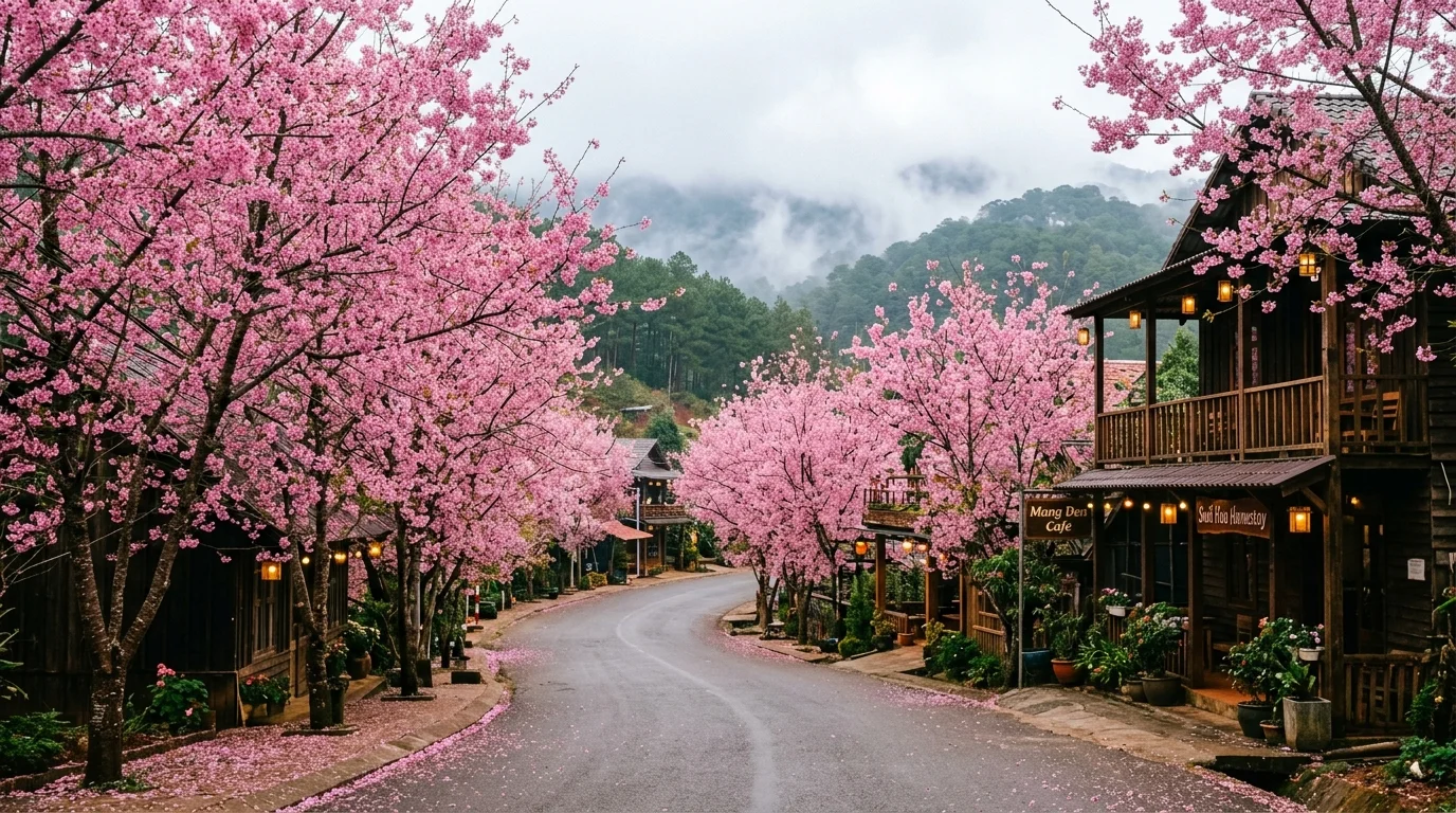 Mùa hoa mai anh đào Măng Đen nở rộ