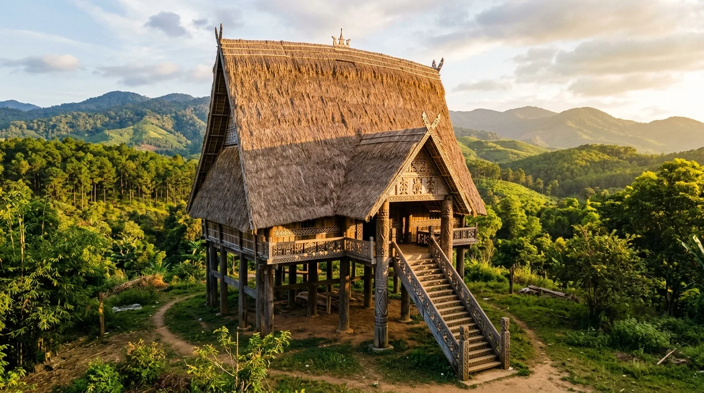 Nhà Rông làng văn hóa Kon Bring Măng Đen