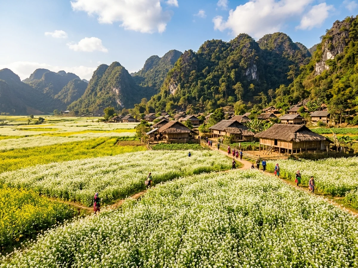 Bản Pa Phách hoa cải trắng Mộc Châu