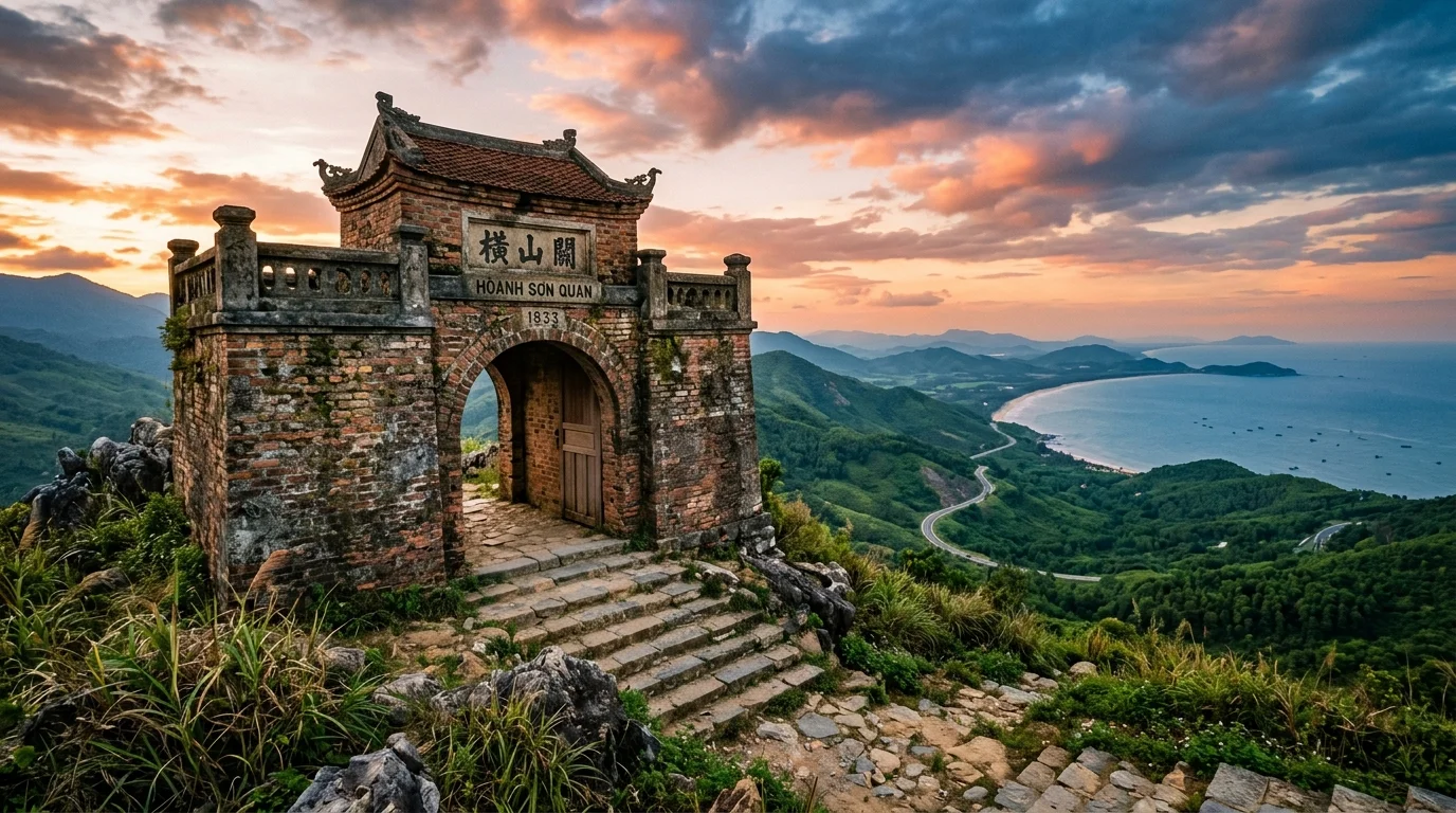 Cổng thành cổ Hoành Sơn Quan sừng sững trên đỉnh Đèo Ngang